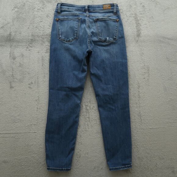 Judy Blue Jeans Junior's 9 Mid-Rise Relaxed Fit Skinny 26" Inseam Distressed - Picture 11 of 16